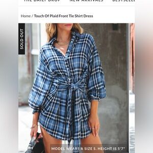 Casual plaid tie waist dress - XS Vici Collection